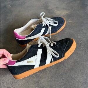 Gola Black and White Trainers with Pink Detail